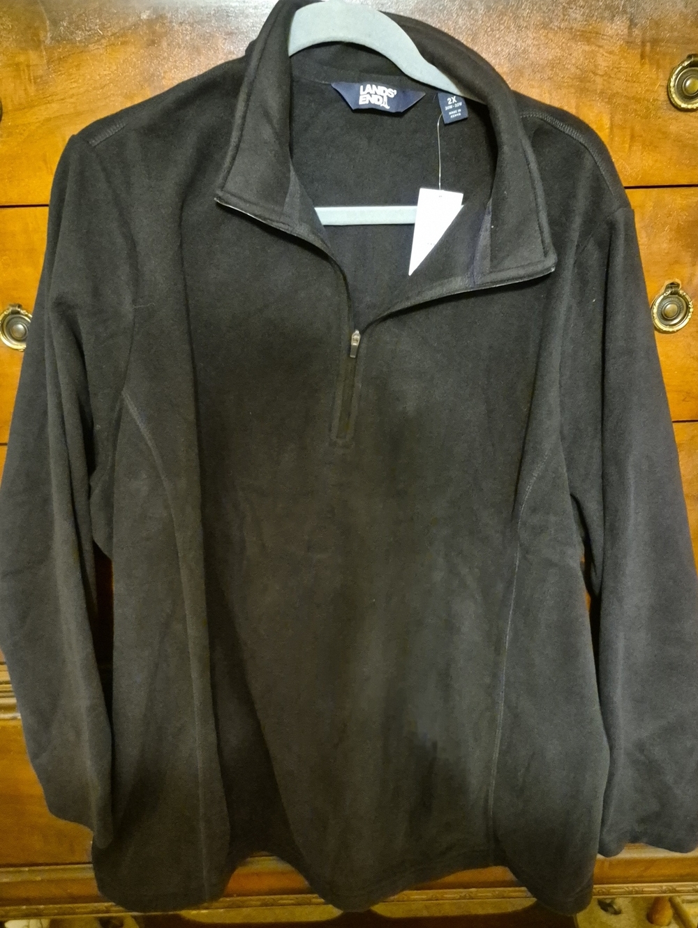 Lands' End Women's Black Half-Zip Fleece Pullover New 2x